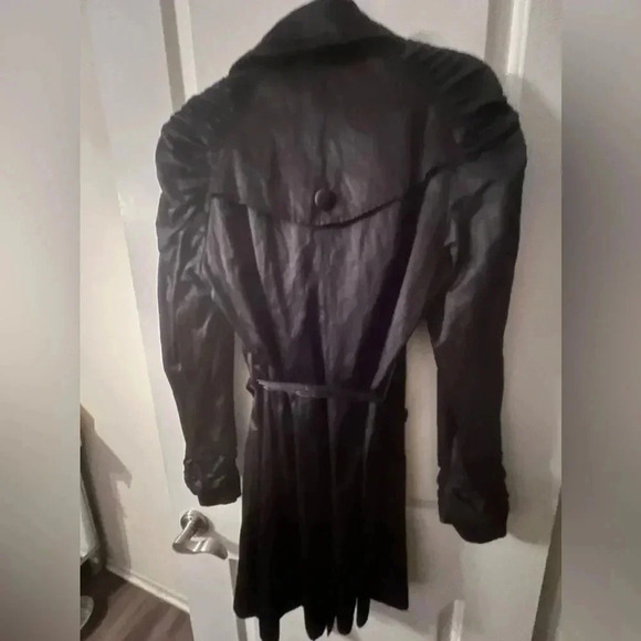 Inc International Concepts Black Metallic Belted Jacket Trench Coat Size Medium - Picture 3 of 4